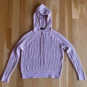 J Crew Lavender Cashmere Cotton Cable Knit Sweater Hoodie
